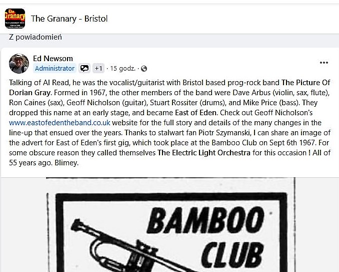 East of Eden first gig Bamboo Club Bristol